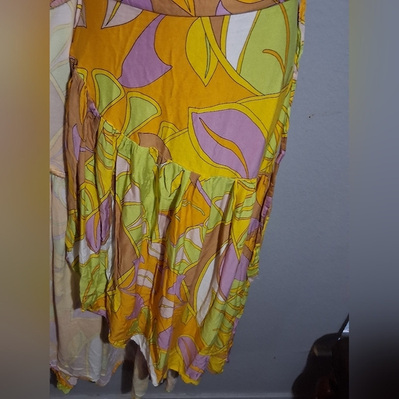 Rachel Zoe Yellow Brown Wrap Midi Skirt Casual - Picture 5 of 7